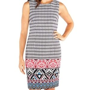 Mario Serrani Black & White Maxi Dress with Pink and Blue Border